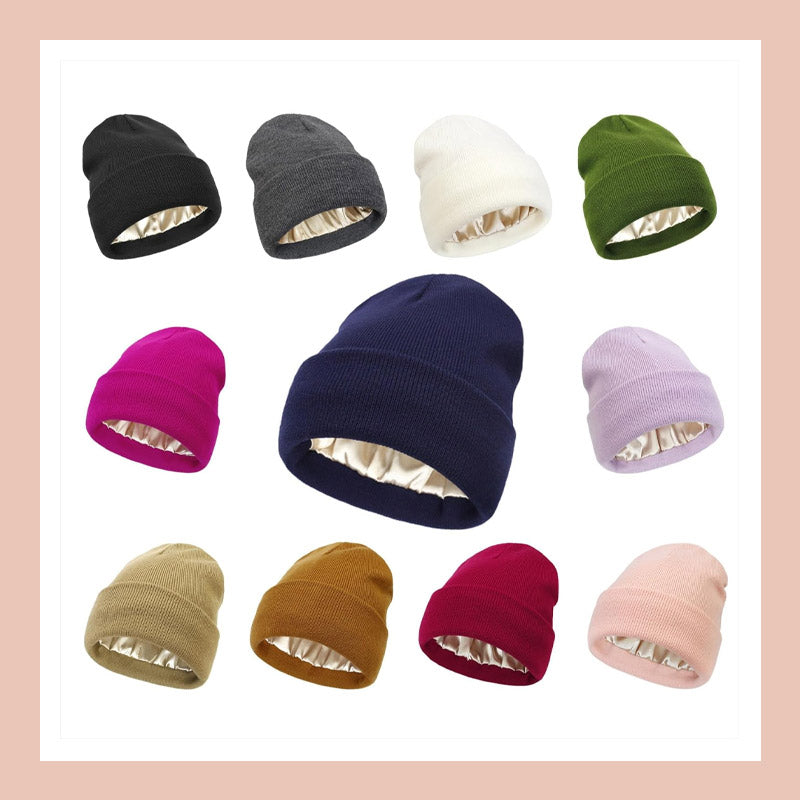Seidengefütterte Strickmütze für den Winter