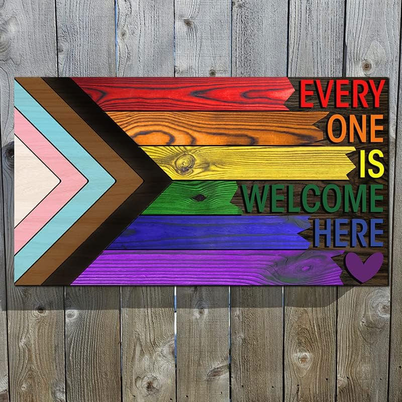 🌈❤️ Hier ist jeder willkommen – Holzschild
