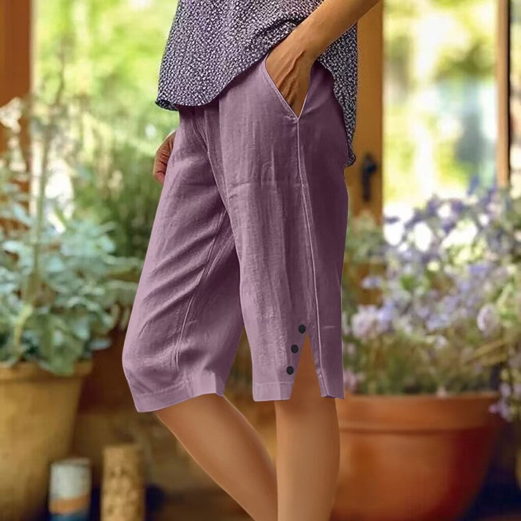📢Nur für kurze Zeit: 50 % Rabatt👖Einfarbige Caprihose für Damen mit Taschen