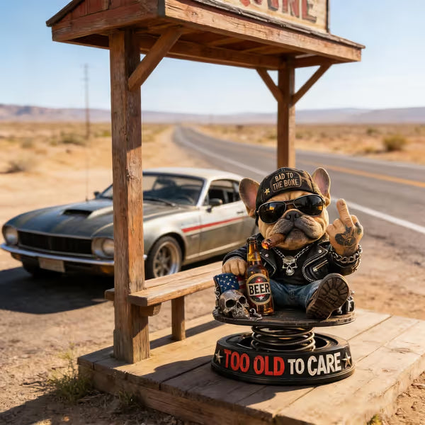 „Too Old To Care“ – Rebel Eagle Armaturenbrett-Wackelfigur – Lustige, coole Autofigur