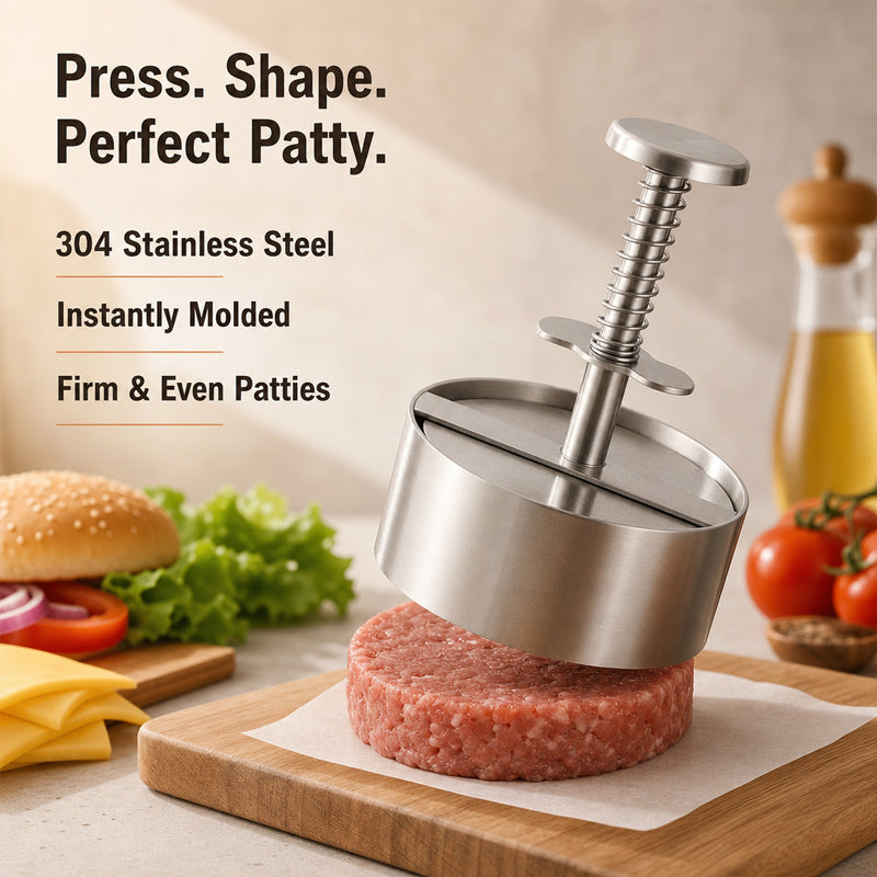 🍔 Burgerpresse aus Edelstahl | So gelingen Ihnen ganz einfach perfekte, gleichmäßige Burger-Patties