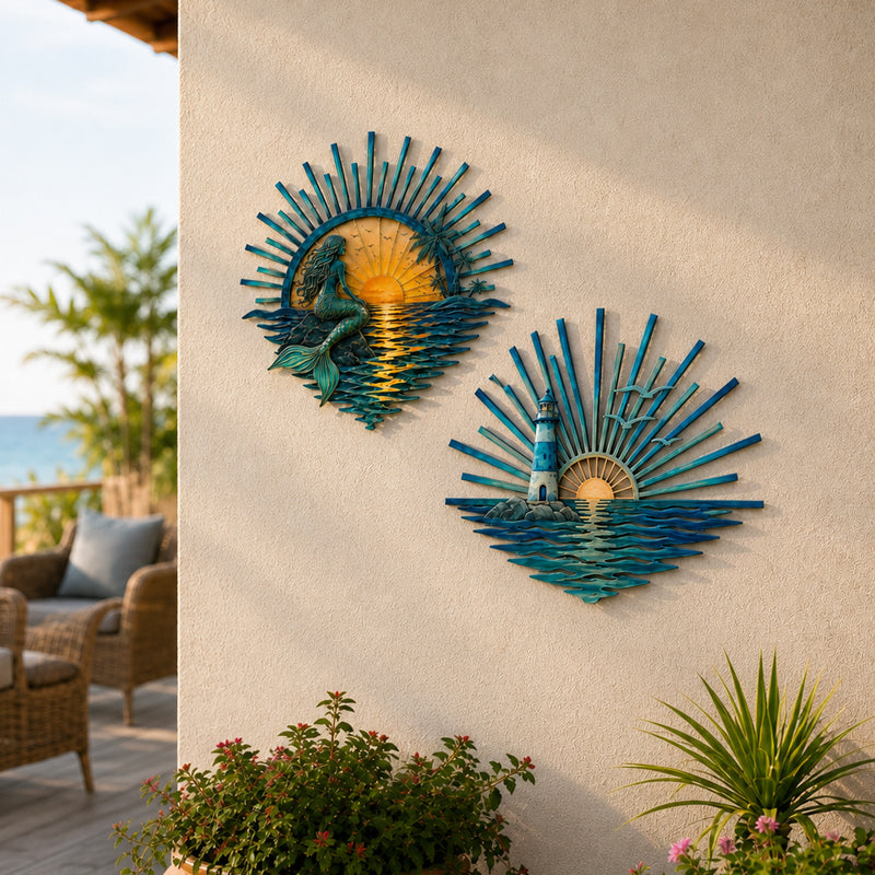 🌅 „Legend of the Sunset Tides“ – Wandbild aus Metall – 🌊 Wandbild aus Metall im Vintage-Marine-Stil