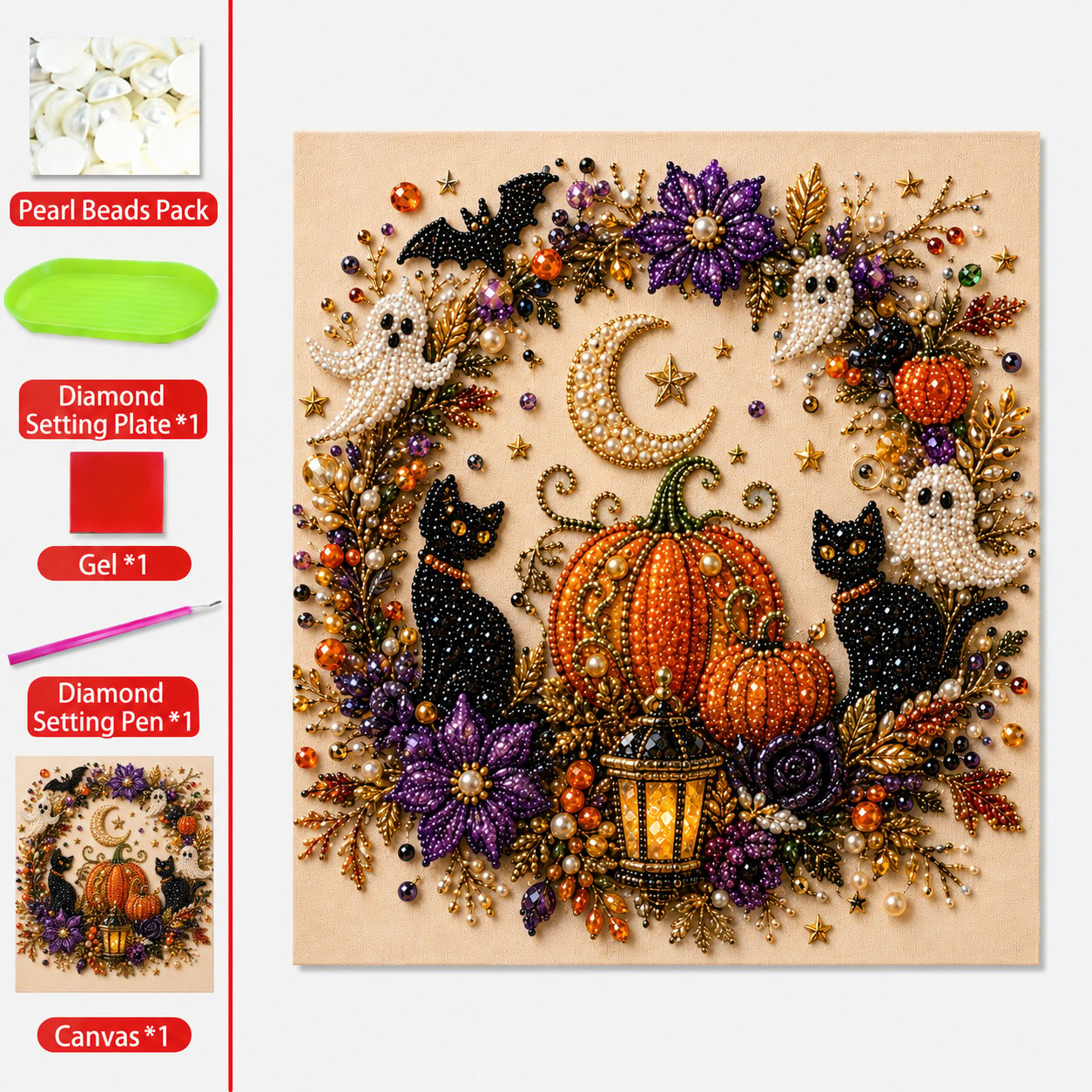 👻✨ Halloween-Perlenkunst-Bastelset – Verwandle winzige Perlen in gruselig-niedliche Kunstwerke