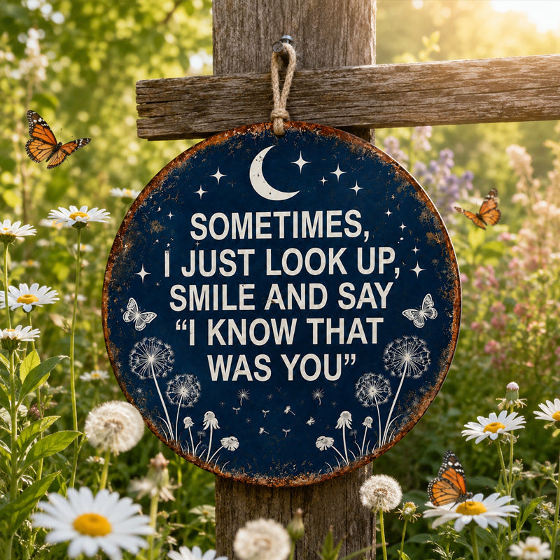 Hängeschild für den Gedenkgarten – „Ich weiß, dass du es warst“ – Gedenkdekoration🌙🏡
