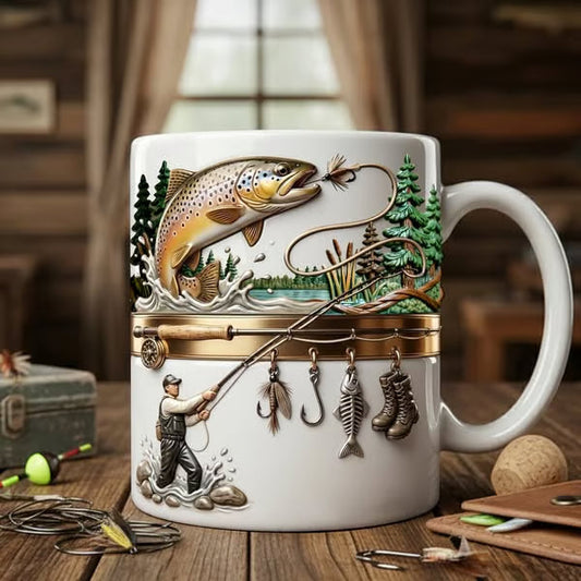Keramische Kaffeetasse mit Fischmotiv