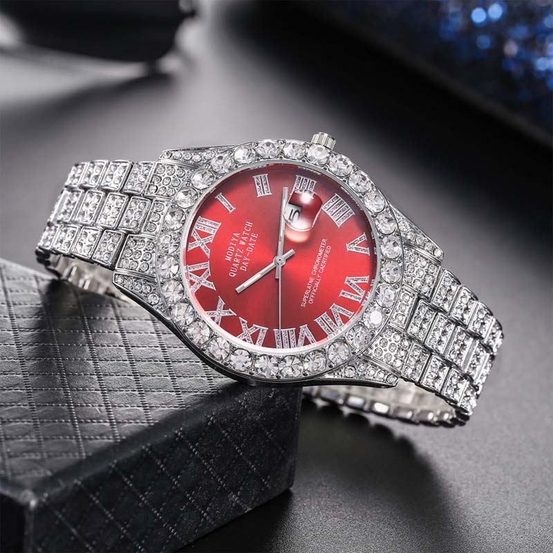 Damen-Quarzuhr Mit Strass-Stahlarmband
