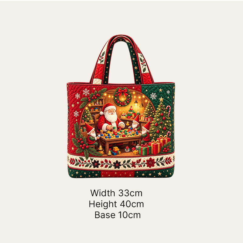 Tragetasche mit Vintage-Weihnachtsmotiv „Santa“ | Festliche, wiederverwendbare Einkaufstasche