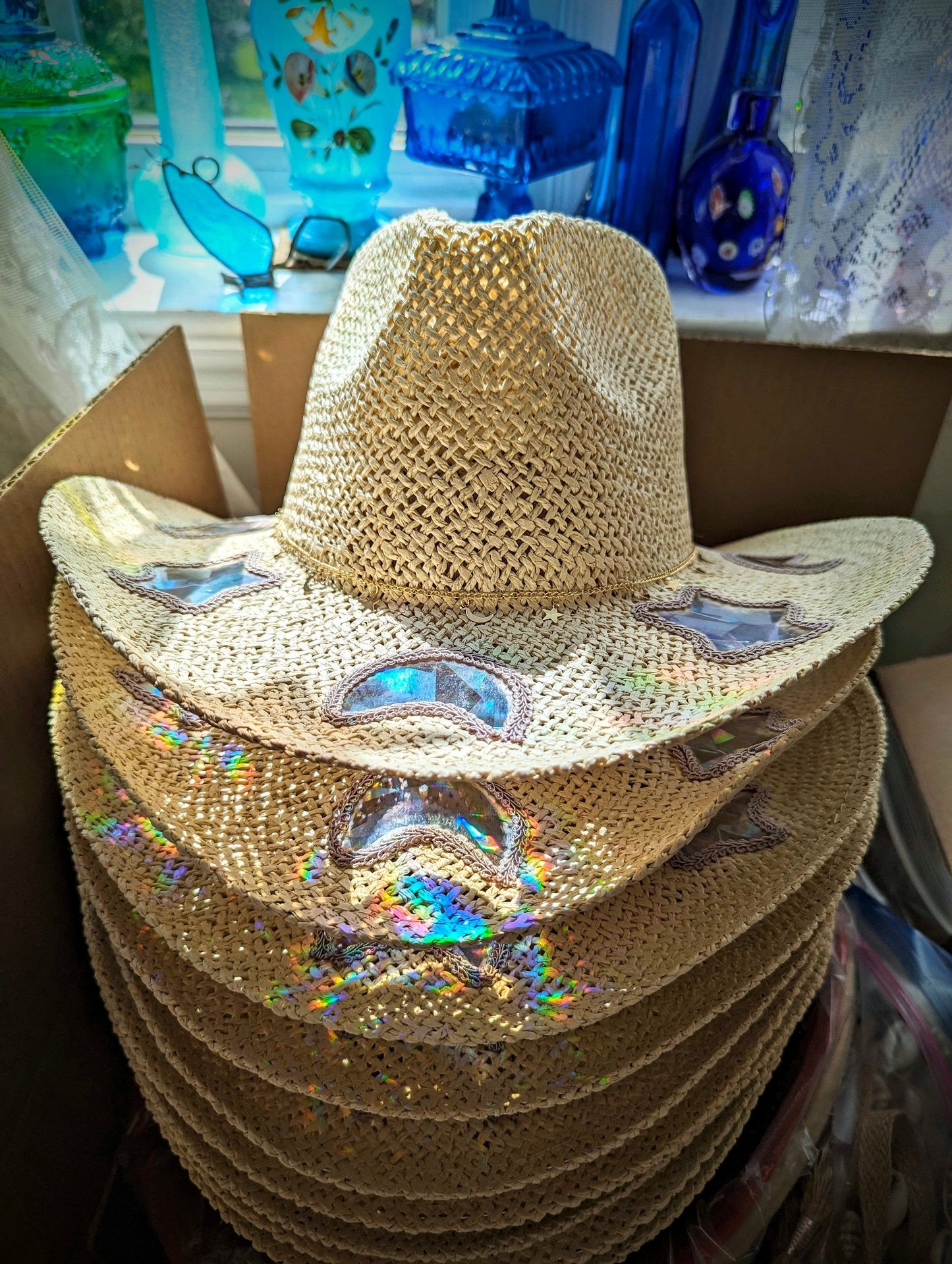 Letzter Tag 50% Rabatt🔥Sonnenfänger Cowgirl Stroh Prisma Hut