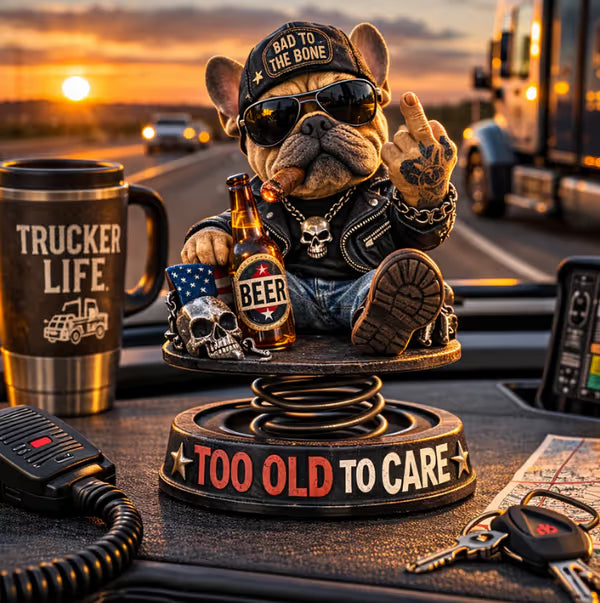 „Too Old To Care“ – Rebel Eagle Armaturenbrett-Wackelfigur – Lustige, coole Autofigur