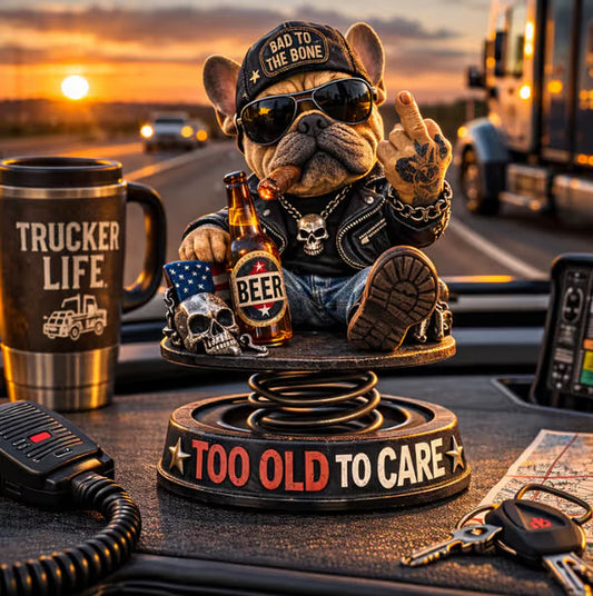 „Too Old To Care“ – Rebel Eagle Armaturenbrett-Wackelfigur – Lustige, coole Autofigur