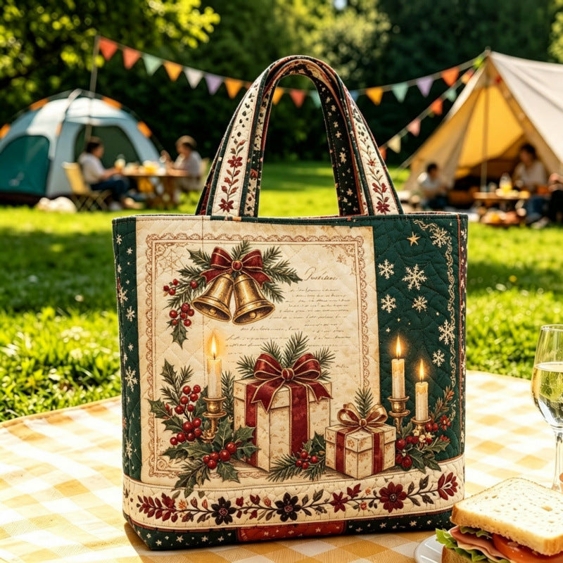 Tragetasche mit Vintage-Weihnachtsmotiv „Santa“ | Festliche, wiederverwendbare Einkaufstasche