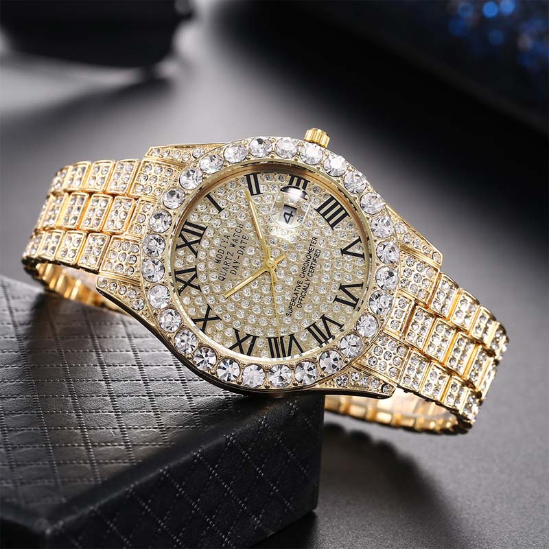 Damen-Quarzuhr Mit Strass-Stahlarmband