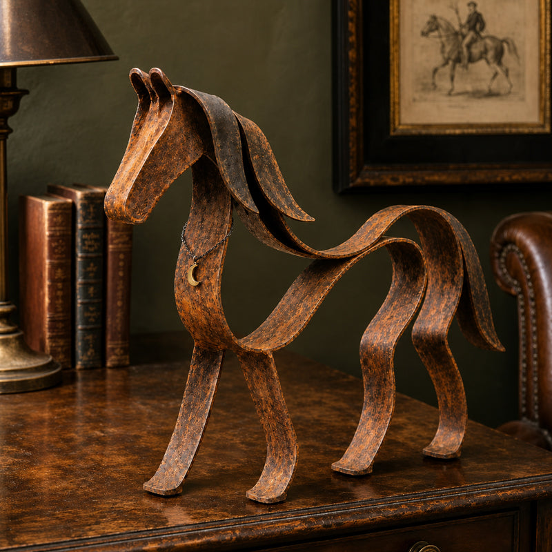 Vintage-Pferdeskulptur aus Metall – Rustikale Wohnkultur mit Pferdemotiven 🐎