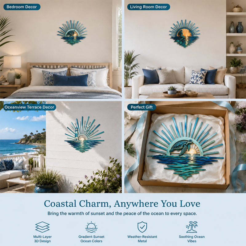 🌅 „Legend of the Sunset Tides“ – Wandbild aus Metall – 🌊 Wandbild aus Metall im Vintage-Marine-Stil