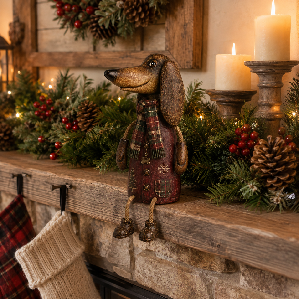 🏡Vintage-Weihnachts-Dackel als Regalfigur