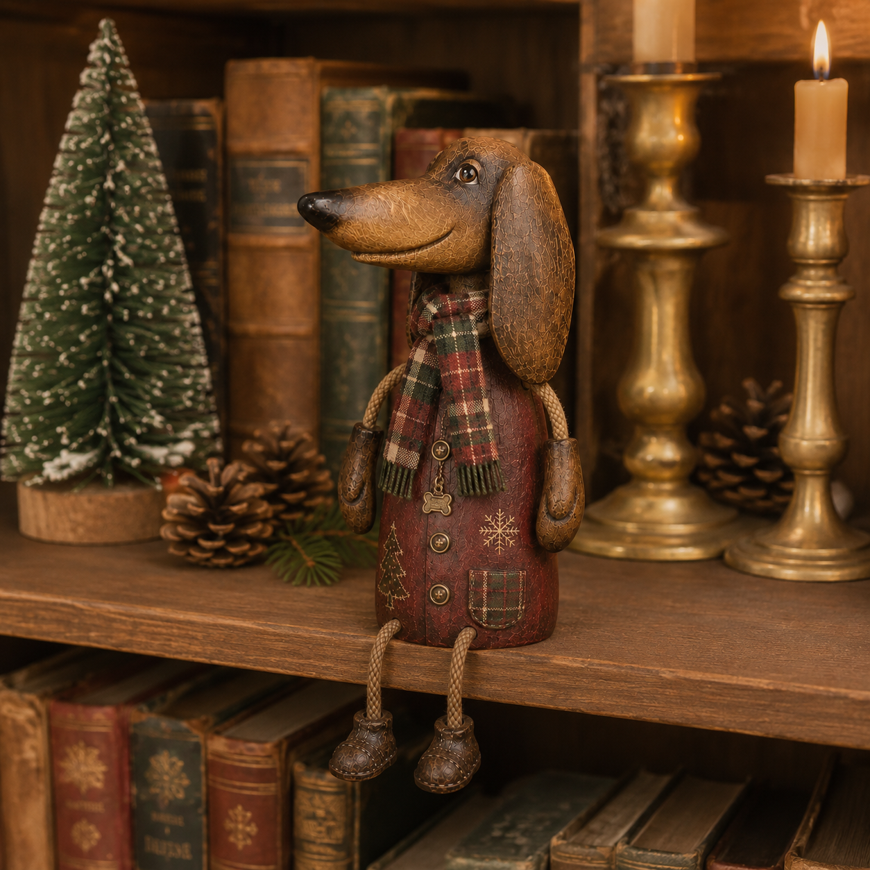 🏡Vintage-Weihnachts-Dackel als Regalfigur