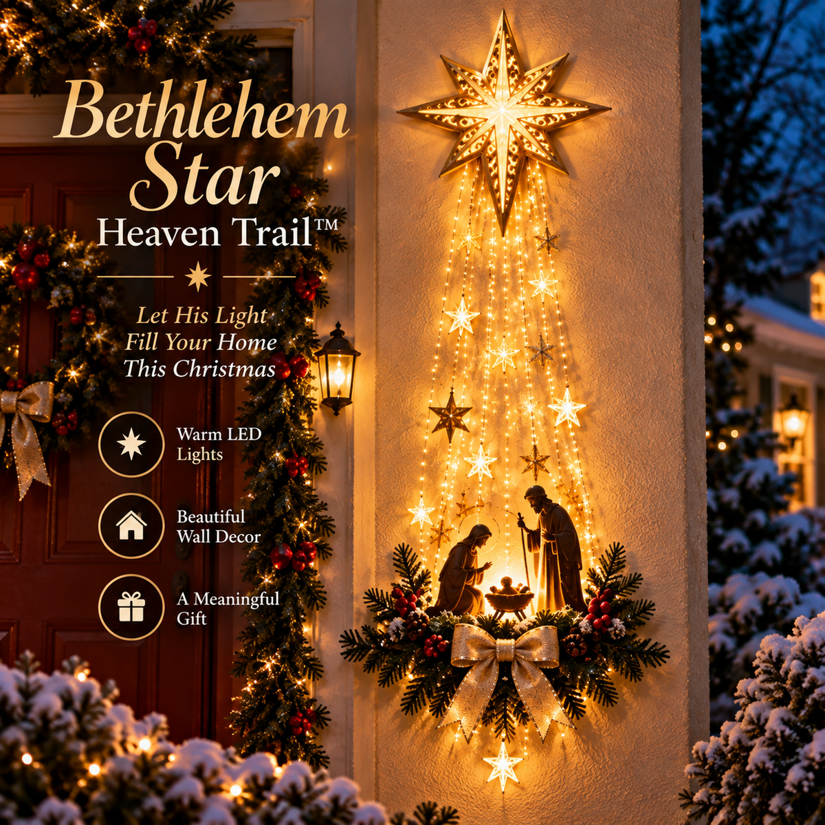 ✨Letzter Tag: 49 % Rabatt✨✝️ Bethlehem Star of Faith™ – Beleuchtete Krippen-Wanddekoration