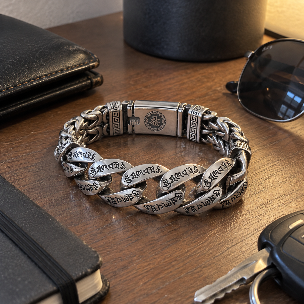 Retro-Armband für Herren mit sechs Silben langem Mantra