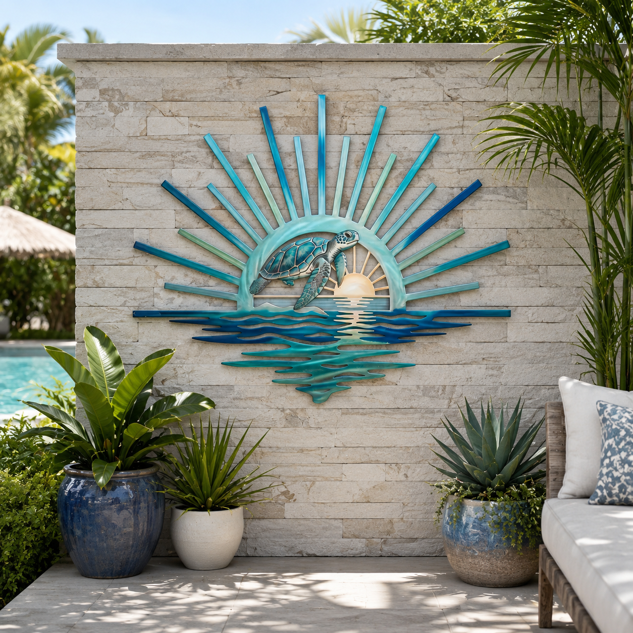 🌅 „Legend of the Sunset Tides“ – Wandbild aus Metall – 🌊 Wandbild aus Metall im Vintage-Marine-Stil