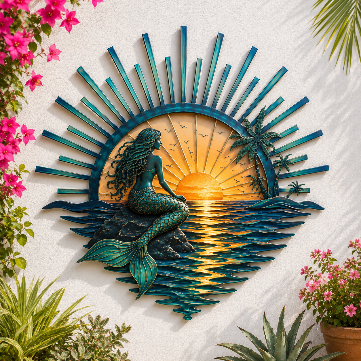 🌅 „Legend of the Sunset Tides“ – Wandbild aus Metall – 🌊 Wandbild aus Metall im Vintage-Marine-Stil