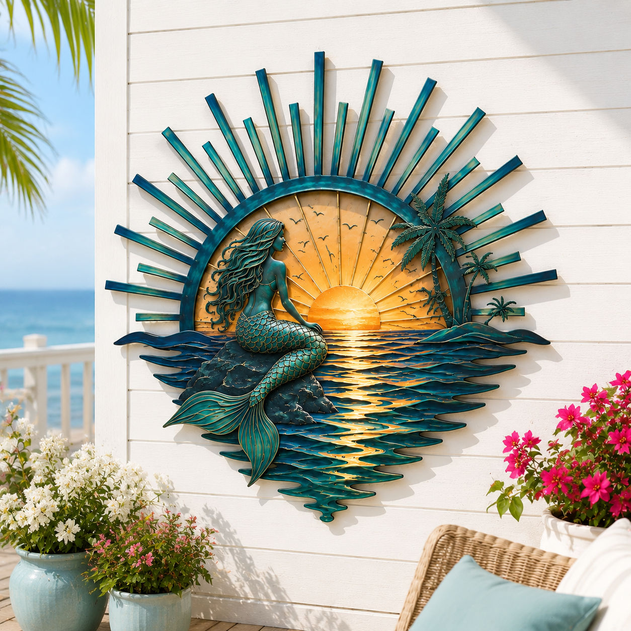 🌅 „Legend of the Sunset Tides“ – Wandbild aus Metall – 🌊 Wandbild aus Metall im Vintage-Marine-Stil