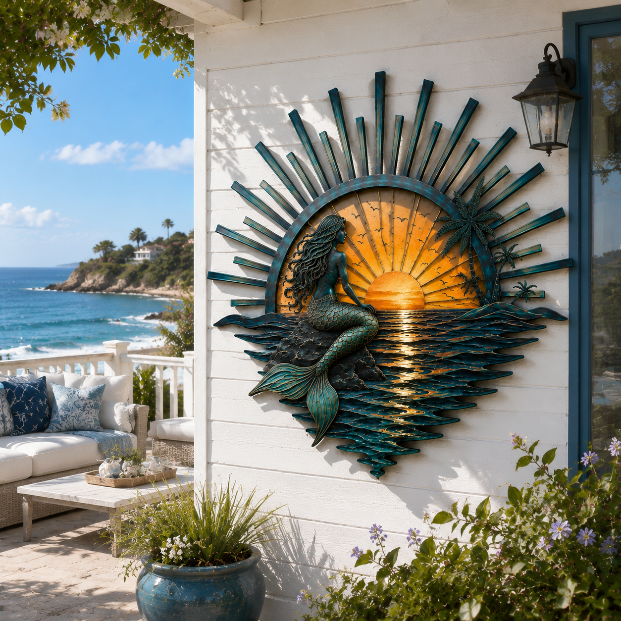🌅 „Legend of the Sunset Tides“ – Wandbild aus Metall – 🌊 Wandbild aus Metall im Vintage-Marine-Stil