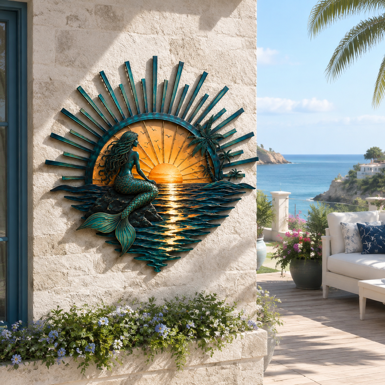 🌅 „Legend of the Sunset Tides“ – Wandbild aus Metall – 🌊 Wandbild aus Metall im Vintage-Marine-Stil