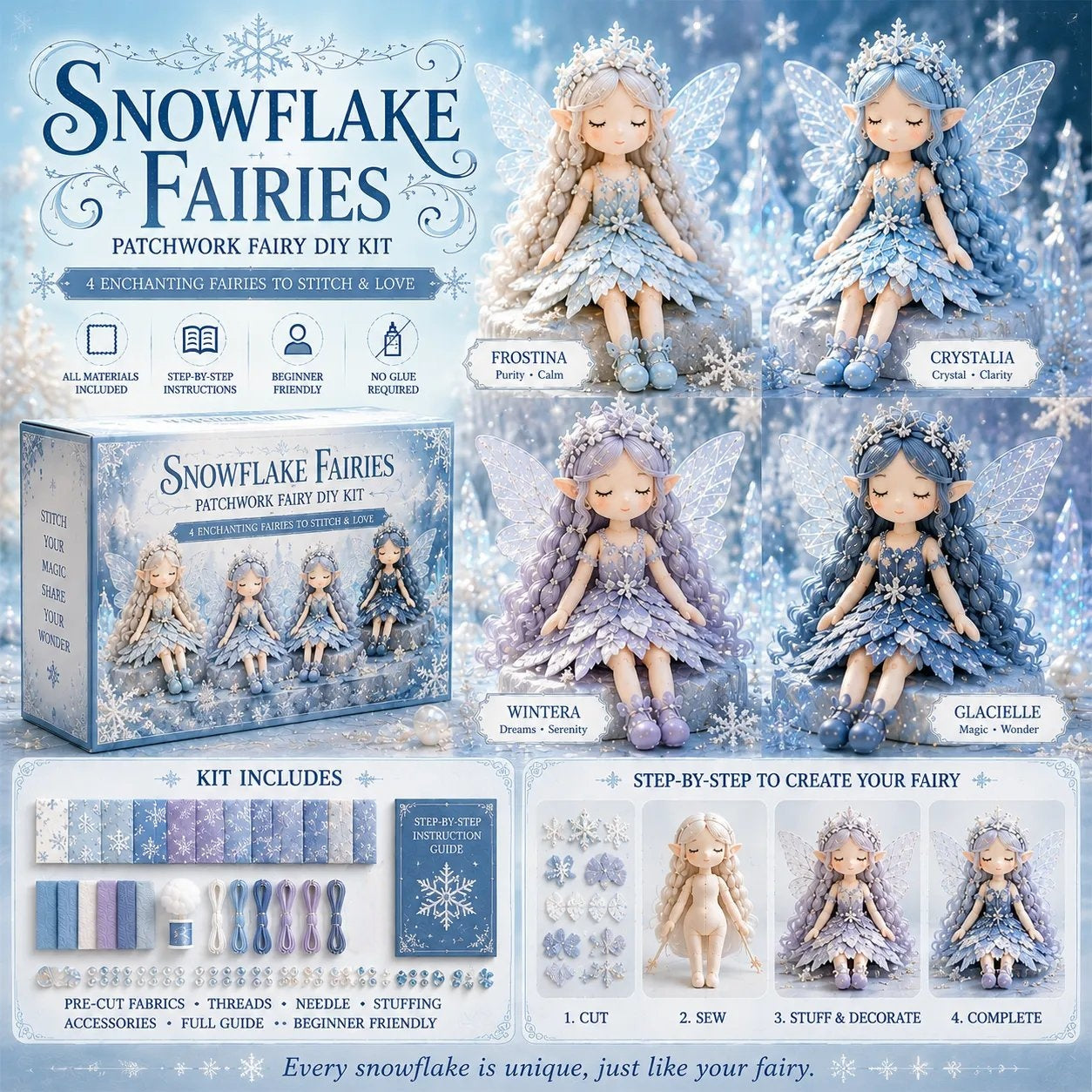 🔥LETZTER TAG 50 % RABATT – 🧵Fairy Patchwork DIY-Kollektion