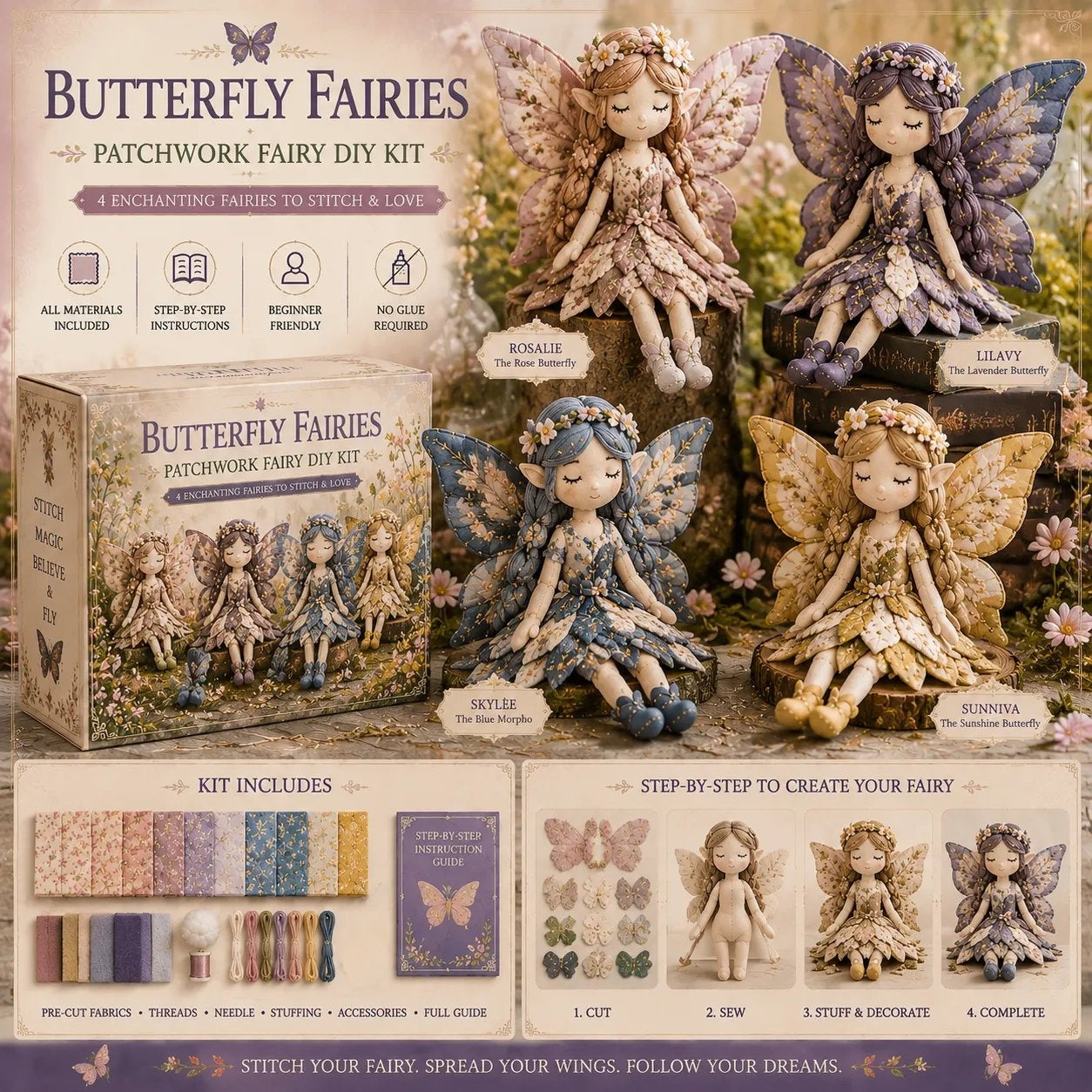 🔥LETZTER TAG 50 % RABATT – 🧵Fairy Patchwork DIY-Kollektion