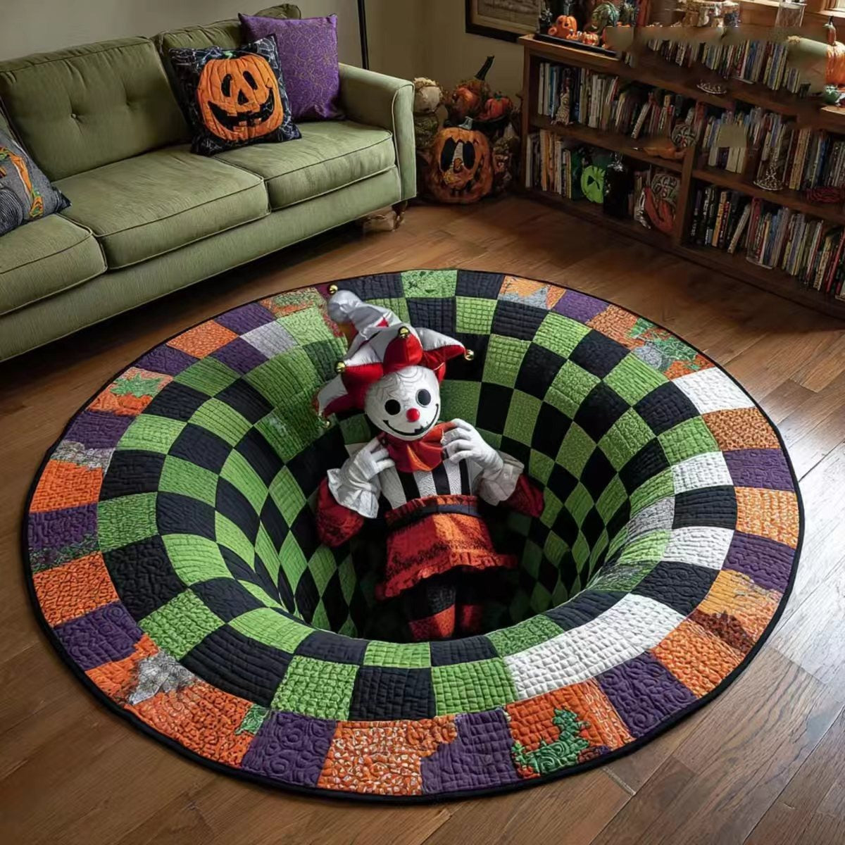 🎃3D-Skelett-Vortex-Steppte runde Halloween-Teppich