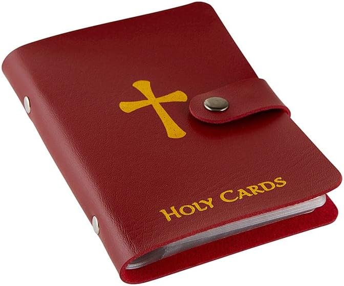 ✝️ Katholischer Heiligenkartenhalter aus echtem Leder – Organizer für Gebetskarten im Taschenformat mit Druckknopfverschluss