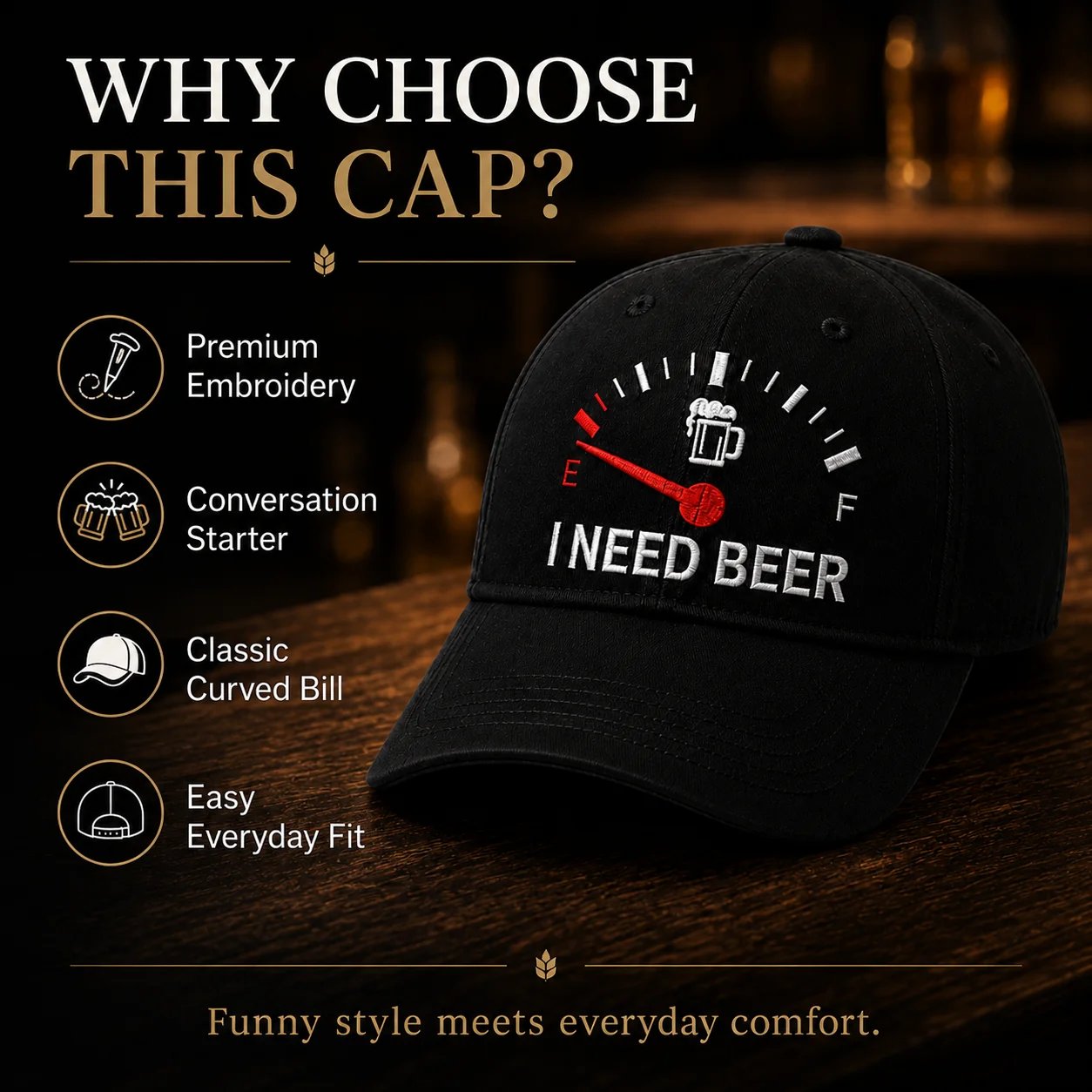 🍺 Baseballkappe mit Stickerei „I NEED BEER“ – Unisex-Gedenkkappe🧢 100 % Baumwolle