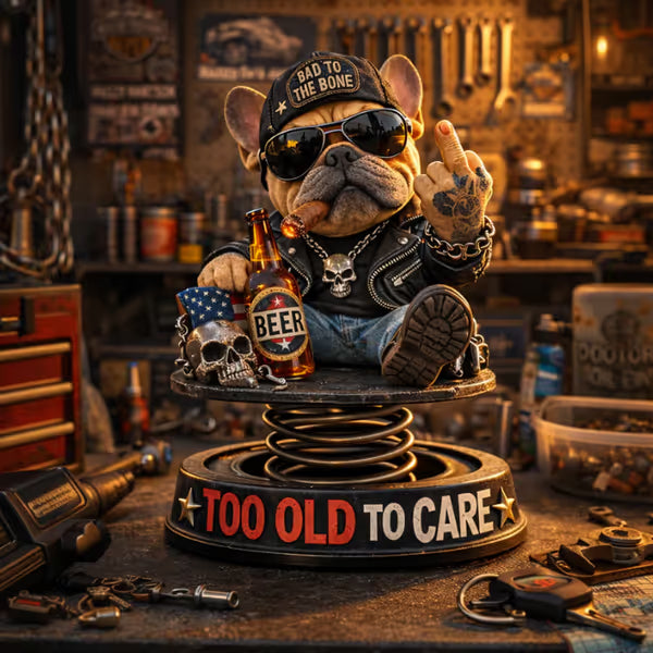 „Too Old To Care“ – Rebel Eagle Armaturenbrett-Wackelfigur – Lustige, coole Autofigur