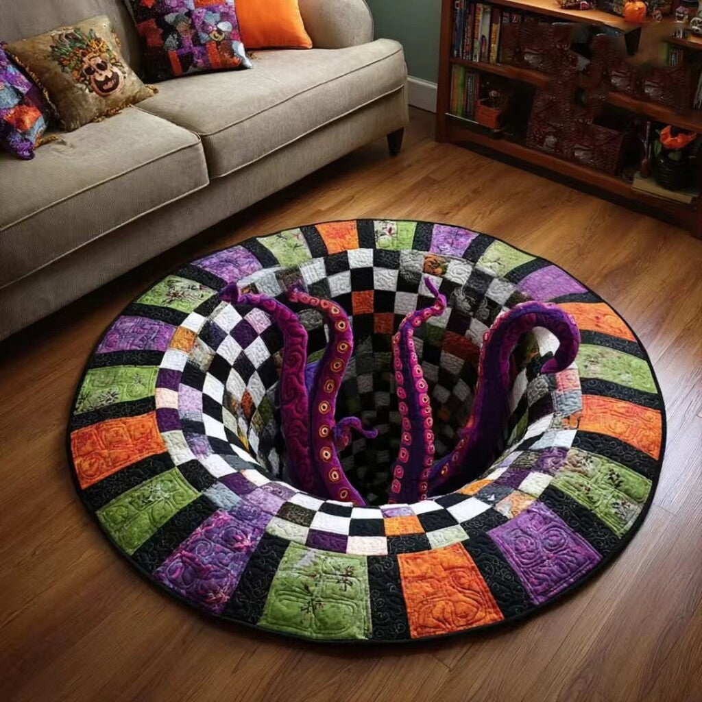 🎃3D-Skelett-Vortex-Steppte runde Halloween-Teppich