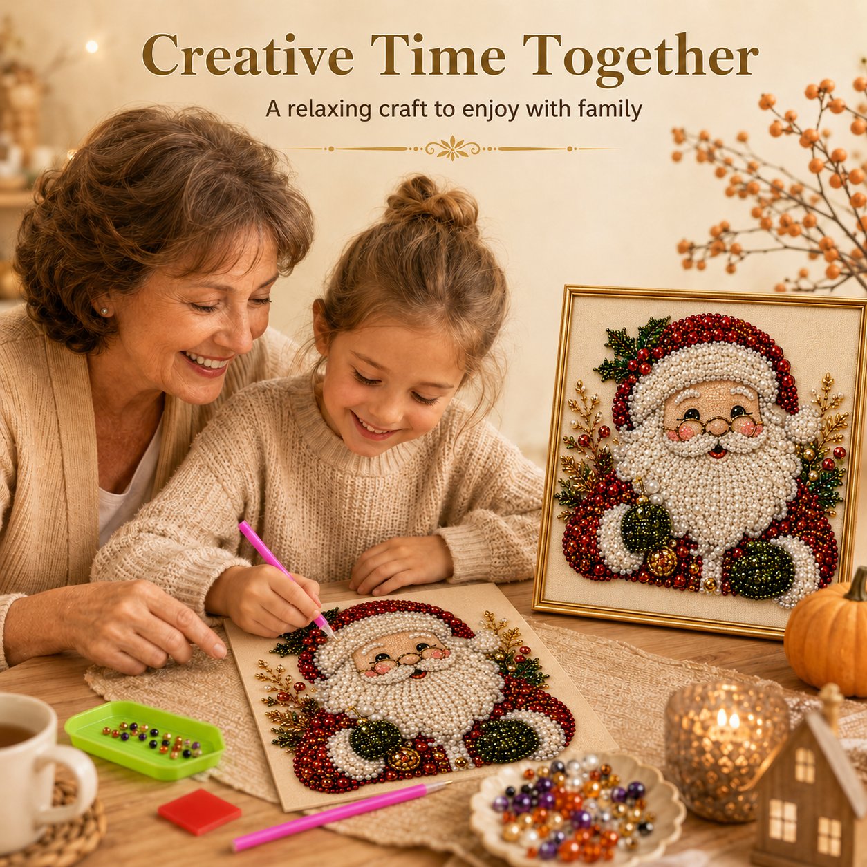 🧘Entspannend & für Anfänger geeignet – 🎨💎DIY-Weihnachts-Perlen-Diamantmalerei-Set