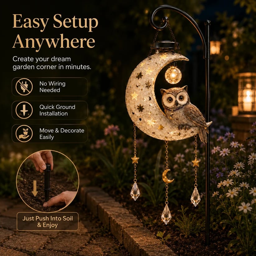 🔥Letzter Tag: 50 % Rabatt – 🌙Solar-Eule-Mond-Gartenleuchte🦉