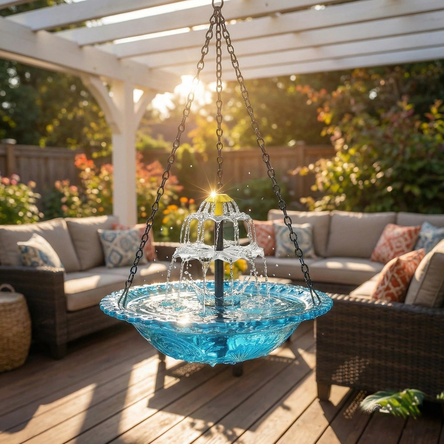 Solar-Kaskaden-Hängevogelbad-Brunnen