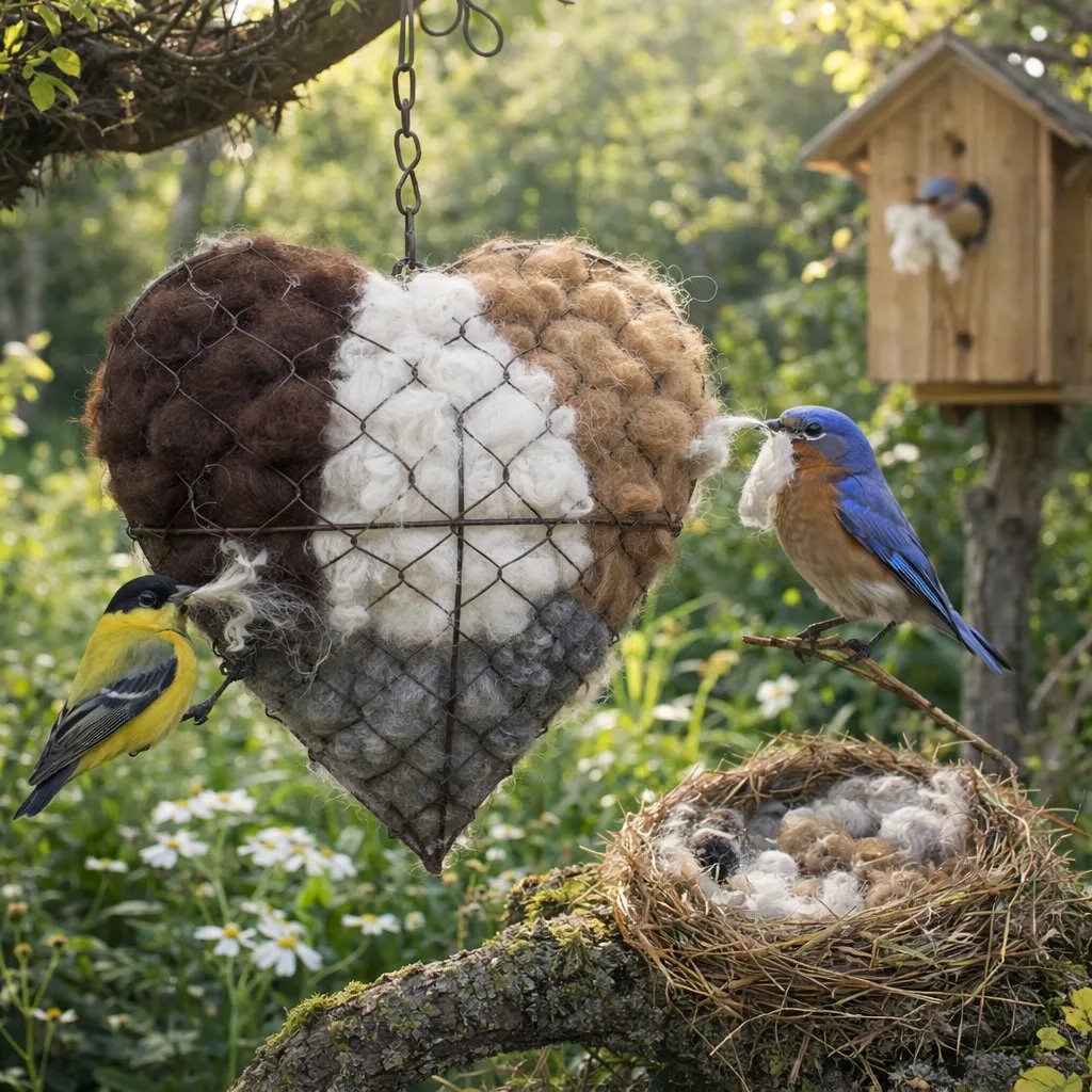 🕊️ Handgefertigtes Vogelnest aus Alpakawolle in Herzform