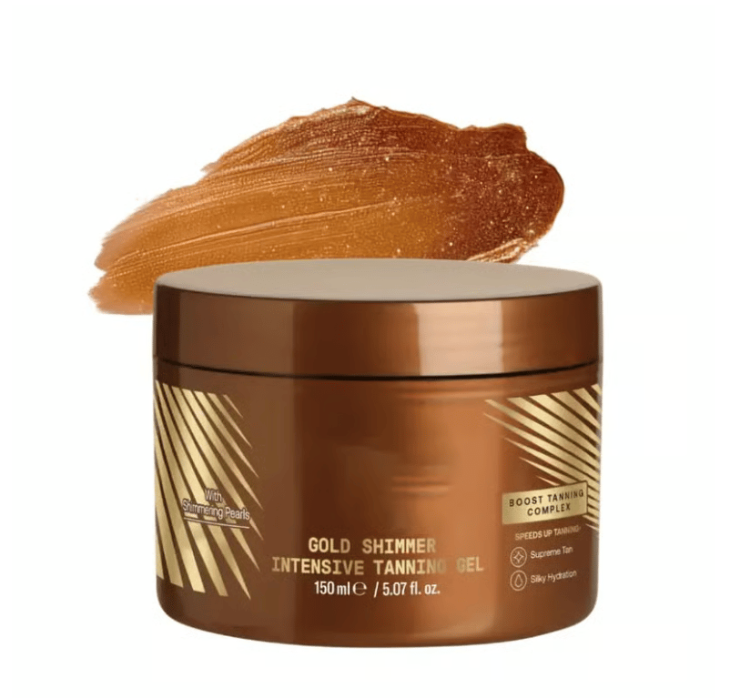 🔥GROSSER ABVERKAUF – 30 % RABATT! – Holen Sie sich den goldenen Glanz – Golden Shimmer Intensive Tanning Gel!