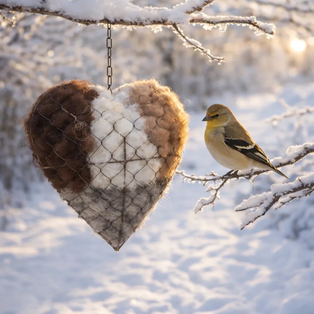 🕊️ Handgefertigtes Vogelnest aus Alpakawolle in Herzform