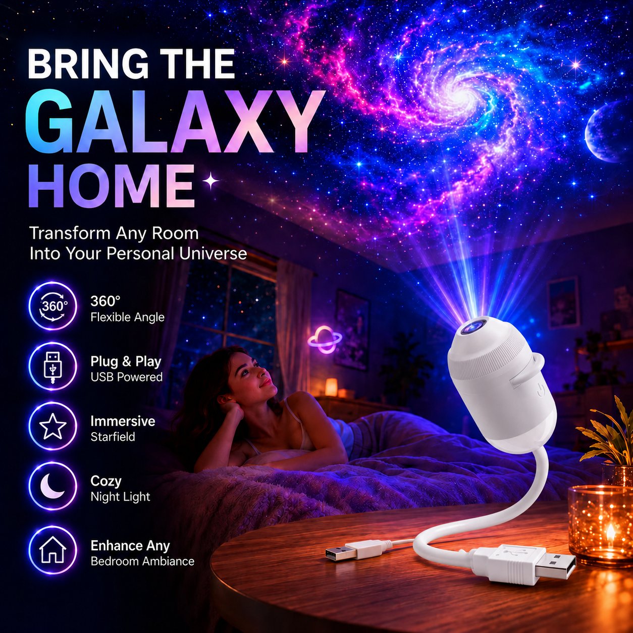 ✨ Plug-and-Play-HD-Sternprojektor