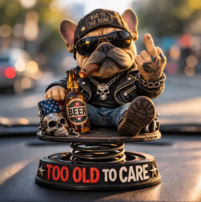 „Too Old To Care“ – Rebel Eagle Armaturenbrett-Wackelfigur – Lustige, coole Autofigur