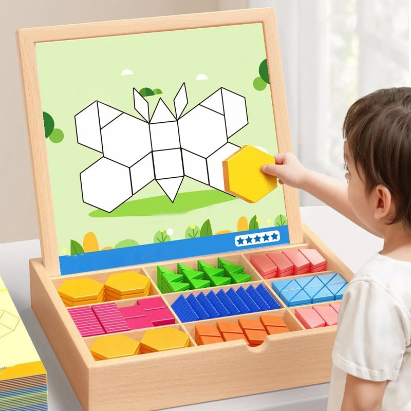 🎁Früher Weihnachtsverkauf 50 % RABATT🔥Magnetisches Holzpuzzle mit Musterblöcken🧩