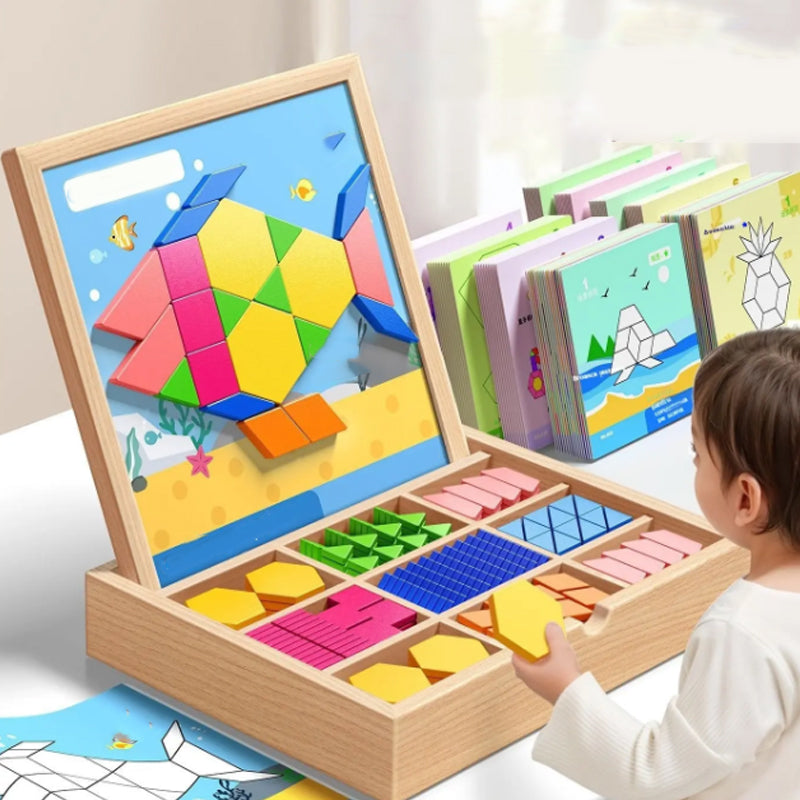 🎁Früher Weihnachtsverkauf 50 % RABATT🔥Magnetisches Holzpuzzle mit Musterblöcken🧩