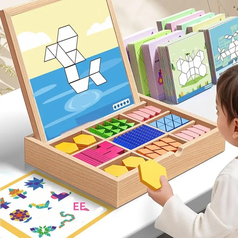 🎁Früher Weihnachtsverkauf 50 % RABATT🔥Magnetisches Holzpuzzle mit Musterblöcken🧩