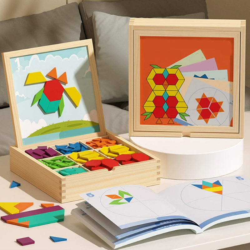 🎁Früher Weihnachtsverkauf 50 % RABATT🔥Magnetisches Holzpuzzle mit Musterblöcken🧩