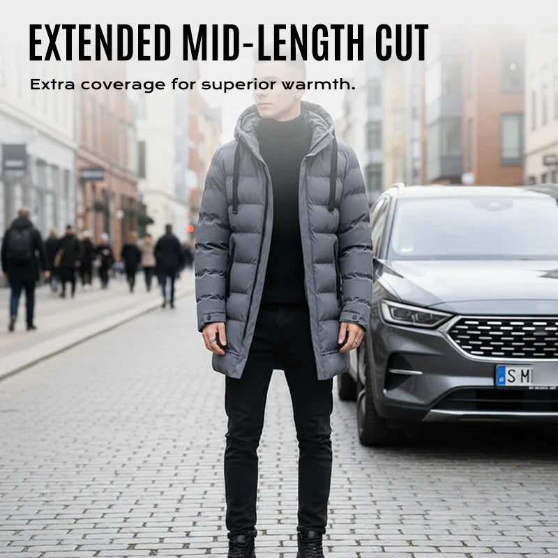 ⌛50 % Rabatt auf alles! ⏰ Gesteppte Herrenjacke mit Kapuze, mittellang 🔥