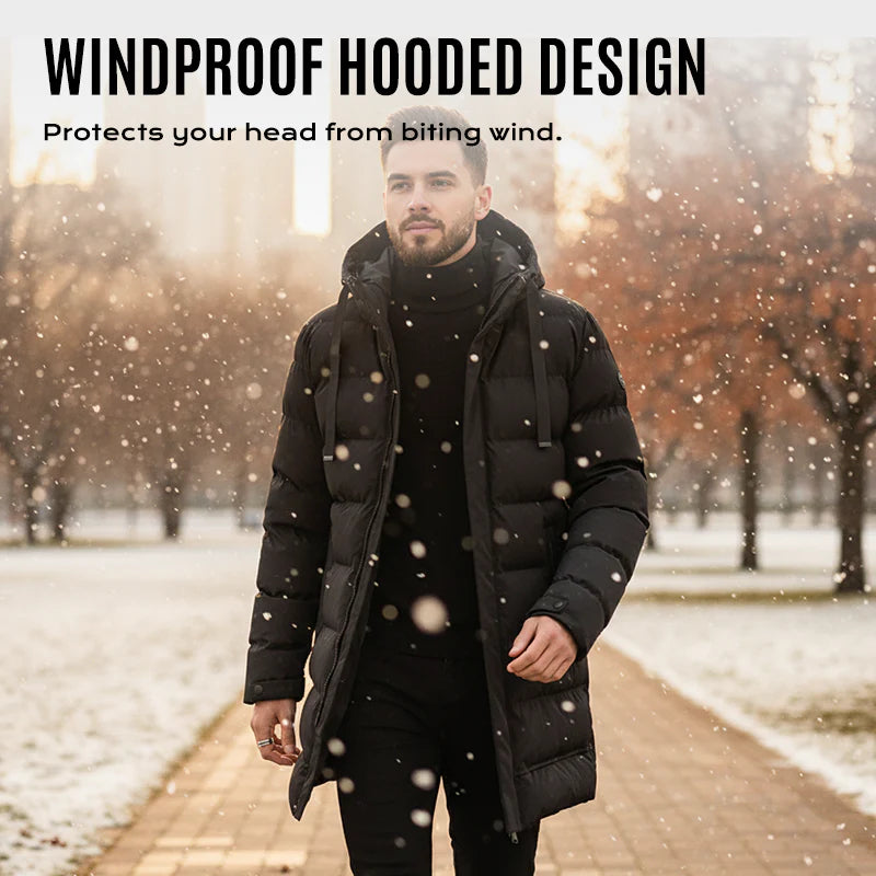 ⌛50 % Rabatt auf alles! ⏰ Gesteppte Herrenjacke mit Kapuze, mittellang 🔥