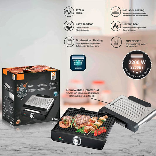 ⏳Zeitlich begrenztes Sonderangebot⏰Rauchfreier Innengrill 2200 W mit antihaftbeschichteter Platte🥩