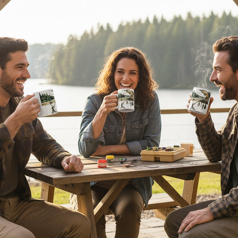 Keramische Kaffeetasse mit Fischmotiv